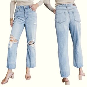 Blank NYC Jeans Womens 26 Destroyed Rib Cage Light Wash Straight Leg Denim